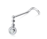 Bead Shaped Silver Curved Nose Stud NSKB-51